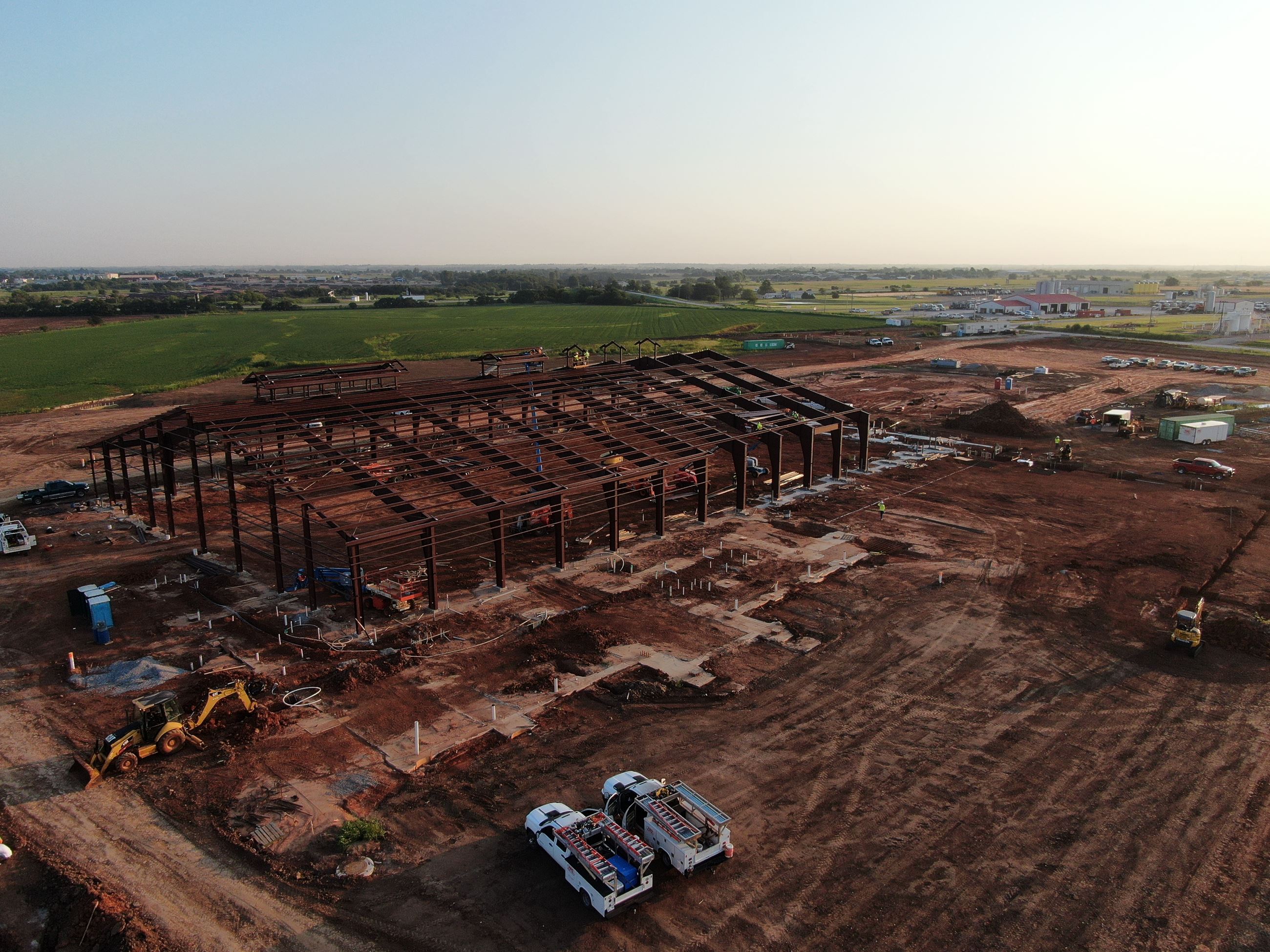Drone shot looking North East at arena construction